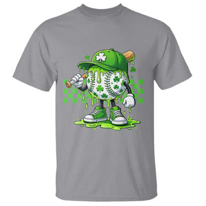 St Patricks Day Shamrock Baseball Player Gift T Shirt TS12 Sport Gray Print Your Wear