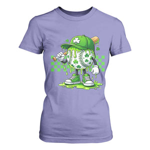 St Patricks Day Shamrock Baseball Player Gift T Shirt For Women TS12 Violet Print Your Wear