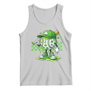 St Patricks Day Shamrock Baseball Player Gift Tank Top TS12 Ash Print Your Wear