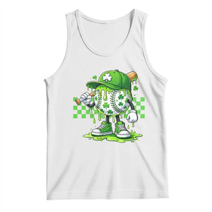 St Patricks Day Shamrock Baseball Player Gift Tank Top TS12 White Print Your Wear