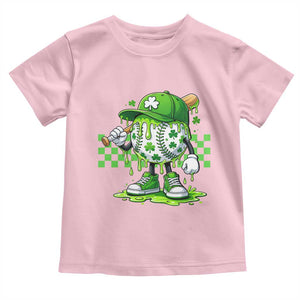 St Patricks Day Shamrock Baseball Player Gift Toddler T Shirt TS12 Light Pink Print Your Wear