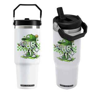 St Patricks Day Shamrock Baseball Player Gift Flip Straw Tumbler TS12 One Size: 30 oz White Print Your Wear