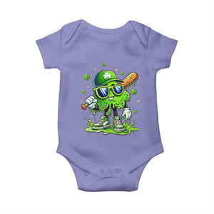 Funny St Patricks Day Clover Baseball Player Gift Baby Onesie TS12 Violet Print Your Wear