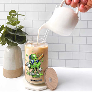 Funny St Patricks Day Clover Baseball Player Gift Glass Can TS12 Print Your Wear