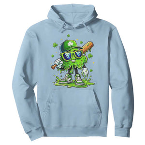 Funny St Patricks Day Clover Baseball Player Gift Hoodie TS12 Light Blue Print Your Wear