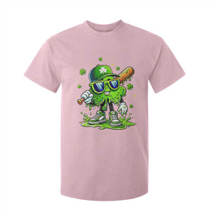 Funny St Patricks Day Clover Baseball Player Gift T Shirt For Kid TS12 Light Pink Print Your Wear