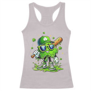 Funny St Patricks Day Clover Baseball Player Gift Racerback Tank Top TS12 Ice Gray Print Your Wear