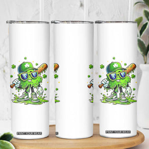 Funny St Patricks Day Clover Baseball Player Gift Skinny Tumbler TS12 Print Your Wear