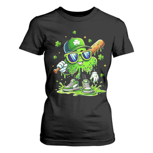 Funny St Patricks Day Clover Baseball Player Gift T Shirt For Women TS12 Black Print Your Wear