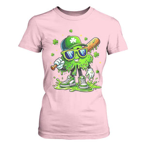 Funny St Patricks Day Clover Baseball Player Gift T Shirt For Women TS12 Light Pink Print Your Wear