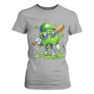 Funny St Patricks Day Clover Baseball Player Gift T Shirt For Women TS12 Sport Gray Print Your Wear
