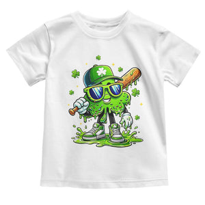 Funny St Patricks Day Clover Baseball Player Gift Toddler T Shirt TS12 White Print Your Wear