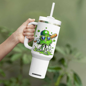 Funny St Patricks Day Clover Baseball Player Gift Tumbler With Handle TS12 Print Your Wear