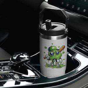 Funny St Patricks Day Clover Baseball Player Gift Flip Straw Tumbler TS12 Print Your Wear