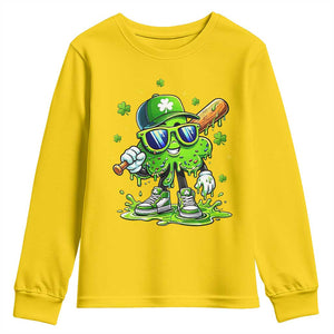 Funny St Patricks Day Clover Baseball Player Gift Youth Sweatshirt TS12 Daisy Print Your Wear