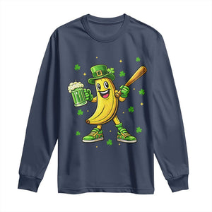 Funny Banana Baseball Player Gift Long Sleeve Shirt St Patricks Day TS12 Navy Print Your Wear