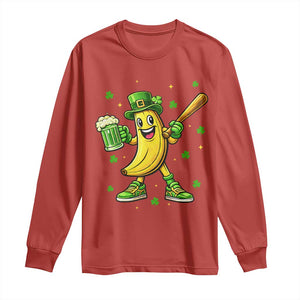Funny Banana Baseball Player Gift Long Sleeve Shirt St Patricks Day TS12 Red Print Your Wear