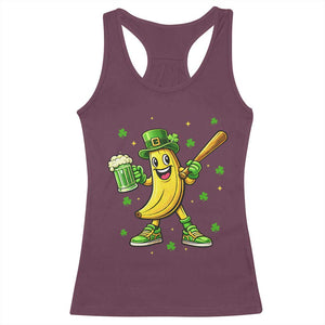 Funny Banana Baseball Player Gift Racerback Tank Top St Patricks Day TS12 Maroon Print Your Wear