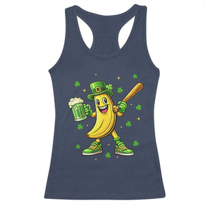 Funny Banana Baseball Player Gift Racerback Tank Top St Patricks Day TS12 Navy Print Your Wear