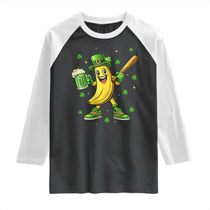 Funny Banana Baseball Player Gift Raglan Shirt St Patricks Day TS12 Black White Print Your Wear