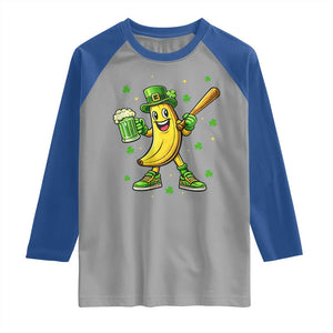 Funny Banana Baseball Player Gift Raglan Shirt St Patricks Day TS12 Sport Gray Royal Print Your Wear