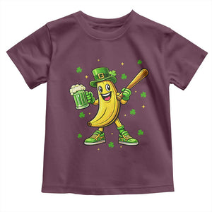 Funny Banana Baseball Player Gift Toddler T Shirt St Patricks Day TS12 Maroon Print Your Wear