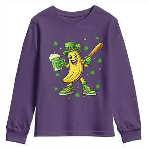 Funny Banana Baseball Player Gift Youth Sweatshirt St Patricks Day TS12 Purple Print Your Wear