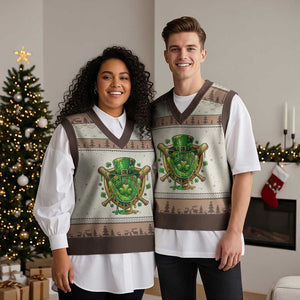 Slimy Shamrock Baseball Glove V-Neck Knit Sweater Vest St Patricks Day Gift TS12 Mocha Mousse Print Your Wear