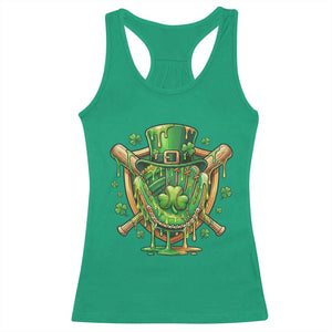 Slimy Shamrock Baseball Glove Racerback Tank Top St Patricks Day Gift TS12 Irish Green Print Your Wear