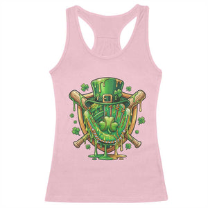 Slimy Shamrock Baseball Glove Racerback Tank Top St Patricks Day Gift TS12 Light Pink Print Your Wear