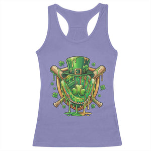 Slimy Shamrock Baseball Glove Racerback Tank Top St Patricks Day Gift TS12 Violet Print Your Wear