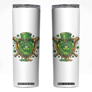 Slimy Shamrock Baseball Glove Skinny Tumbler St Patricks Day Gift TS12 White Print Your Wear