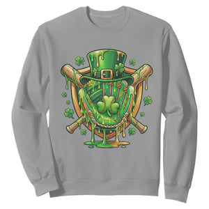 Slimy Shamrock Baseball Glove Sweatshirt St Patricks Day Gift TS12 Sport Gray Print Your Wear