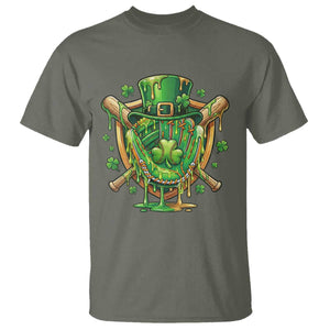 Slimy Shamrock Baseball Glove T Shirt St Patricks Day Gift TS12 Military Green Print Your Wear