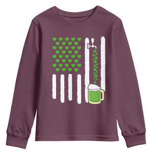 St Patricks Day Irish American Pride Gift Youth Sweatshirt TS12 Maroon Print Your Wear