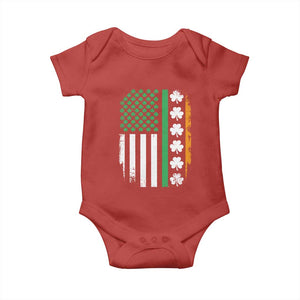 USA Flag With Shamrocks Baby Onesie St Patricks Day Gift TS12 Red Print Your Wear