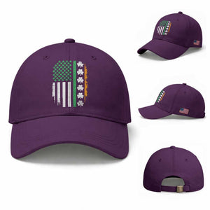 USA Flag With Shamrocks Baseball Cap St Patricks Day Gift TS12 Baseball Cap Universal Fit Purple Print Your Wear