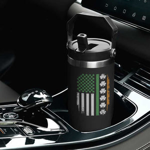 USA Flag With Shamrocks Flip Straw Tumbler St Patricks Day Gift TS12 Print Your Wear
