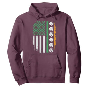 USA Flag With Shamrocks Hoodie St Patricks Day Gift TS12 Maroon Print Your Wear