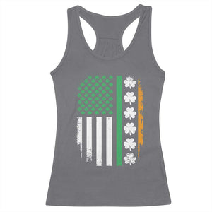 USA Flag With Shamrocks Racerback Tank Top St Patricks Day Gift TS12 Charcoal Print Your Wear