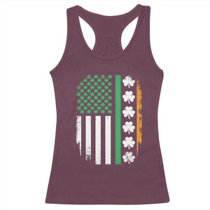 USA Flag With Shamrocks Racerback Tank Top St Patricks Day Gift TS12 Maroon Print Your Wear