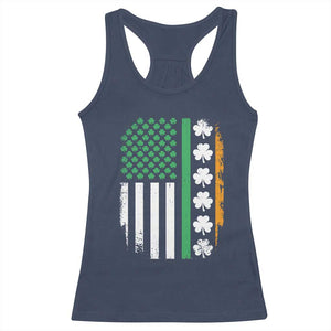 USA Flag With Shamrocks Racerback Tank Top St Patricks Day Gift TS12 Navy Print Your Wear