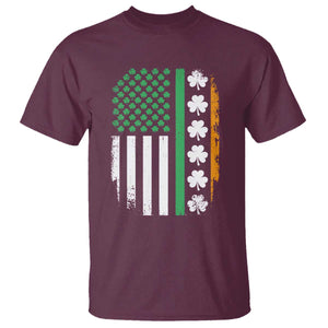 USA Flag With Shamrocks T Shirt St Patricks Day Gift TS12 Maroon Print Your Wear