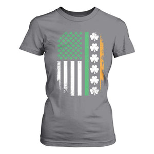 USA Flag With Shamrocks T Shirt For Women St Patricks Day Gift TS12 Charcoal Print Your Wear