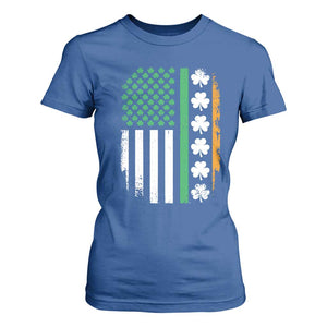 USA Flag With Shamrocks T Shirt For Women St Patricks Day Gift TS12 Royal Blue Print Your Wear
