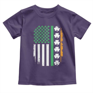 USA Flag With Shamrocks Toddler T Shirt St Patricks Day Gift TS12 Purple Print Your Wear