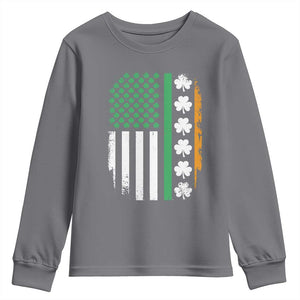 USA Flag With Shamrocks Youth Sweatshirt St Patricks Day Gift TS12 Charcoal Print Your Wear
