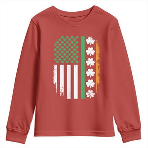 USA Flag With Shamrocks Youth Sweatshirt St Patricks Day Gift TS12 Red Print Your Wear