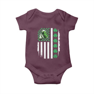 Irish Patriotic USA Flag With Shamrocks Gift Baby Onesie TS12 Maroon Print Your Wear