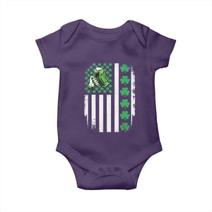 Irish Patriotic USA Flag With Shamrocks Gift Baby Onesie TS12 Purple Print Your Wear